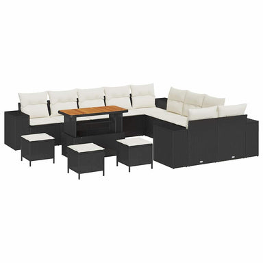 Tuin Sofa Set 14 st Zwart en Crème poly rattan