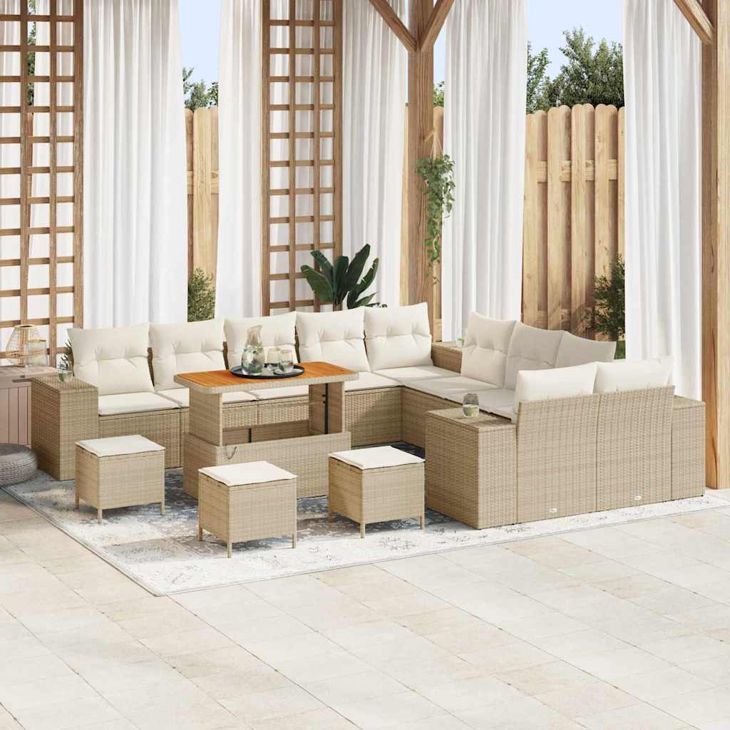 Tuin Sofa Set 14 st Beige en Crème poly rattan