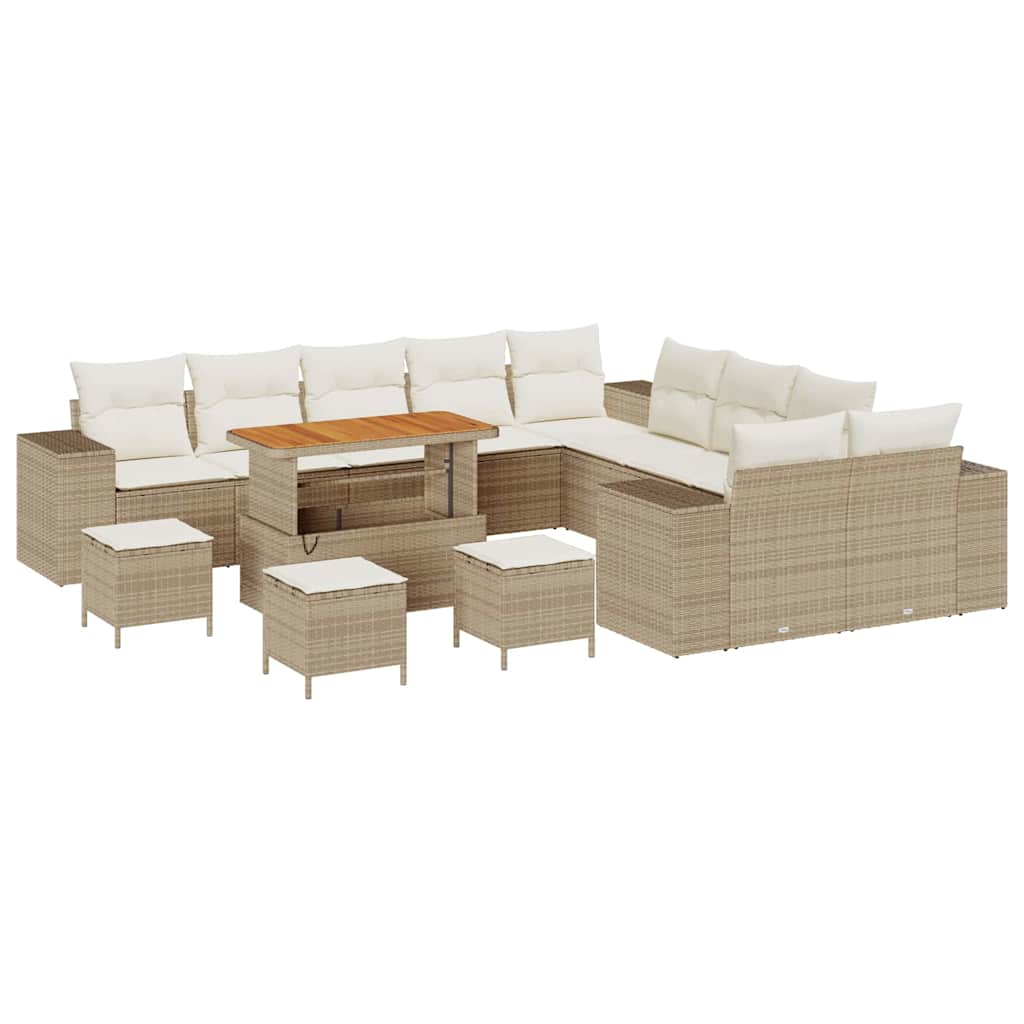 Tuin Sofa Set 14 st Beige en Crème poly rattan