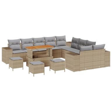 Tuin Sofa Set 14 st Beige en Licht Grijs poly rattan