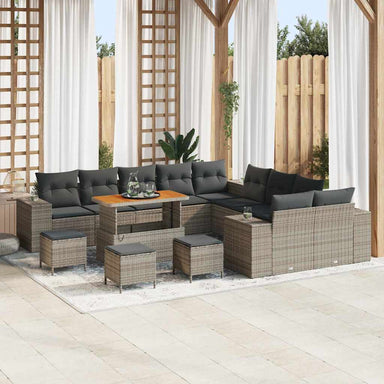 Tuin Sofa Set 14 st Grijs poly rattan