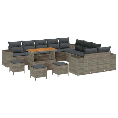 Tuin Sofa Set 14 st Grijs poly rattan