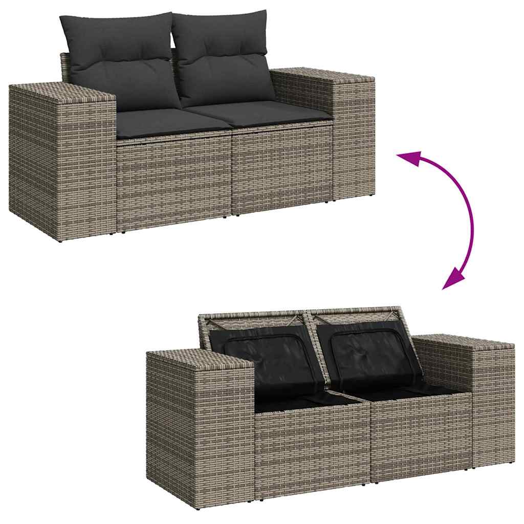 Tuin Sofa Set 14 st Grijs poly rattan