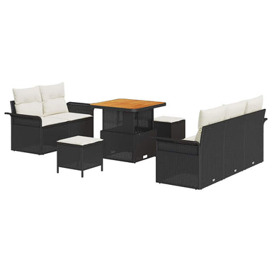 Tuin Sofa Set 8 st 7-Aantal zitplaatsen Zwart en Crème