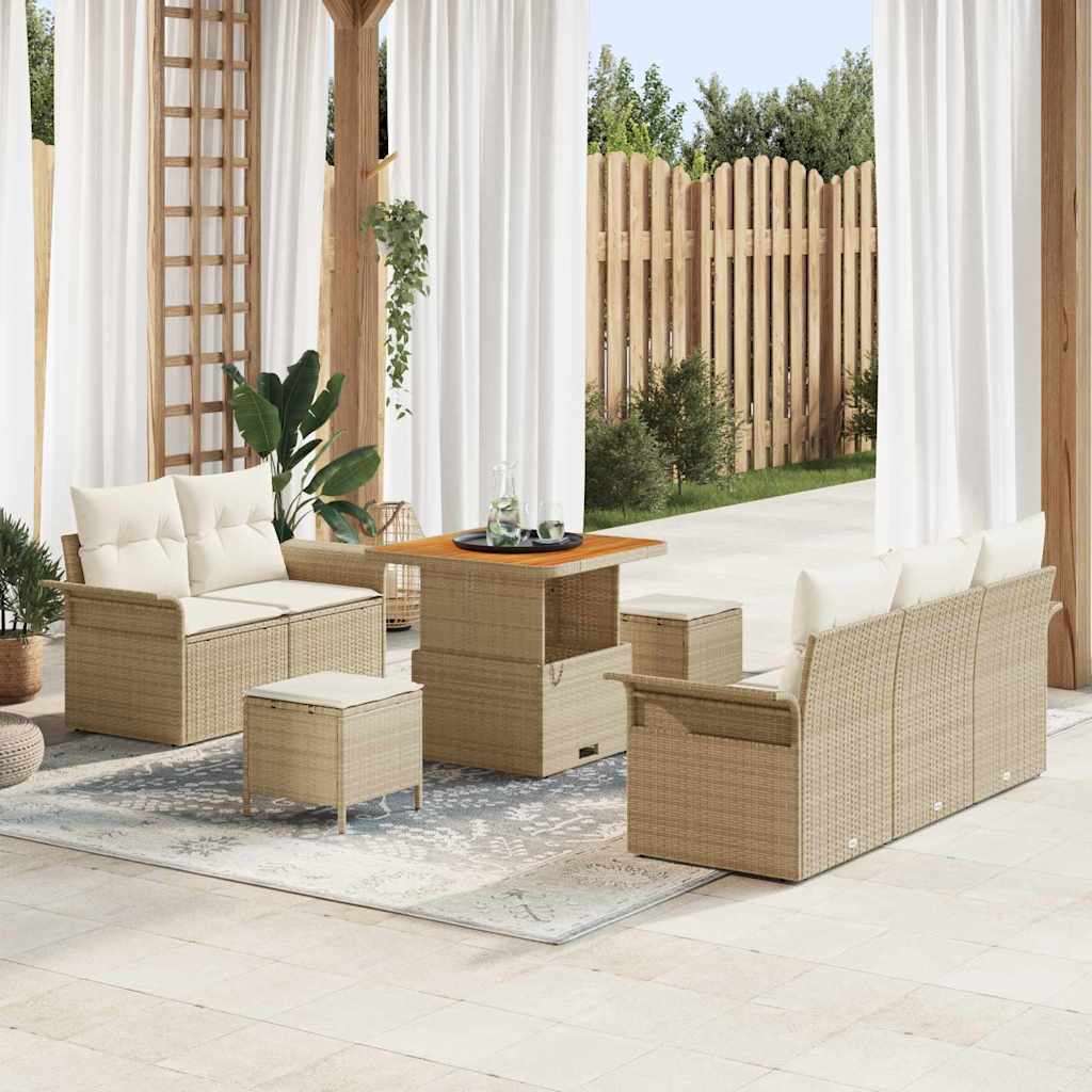 Tuin Sofa Set 8 st 7-Aantal zitplaatsen Beige en Crème