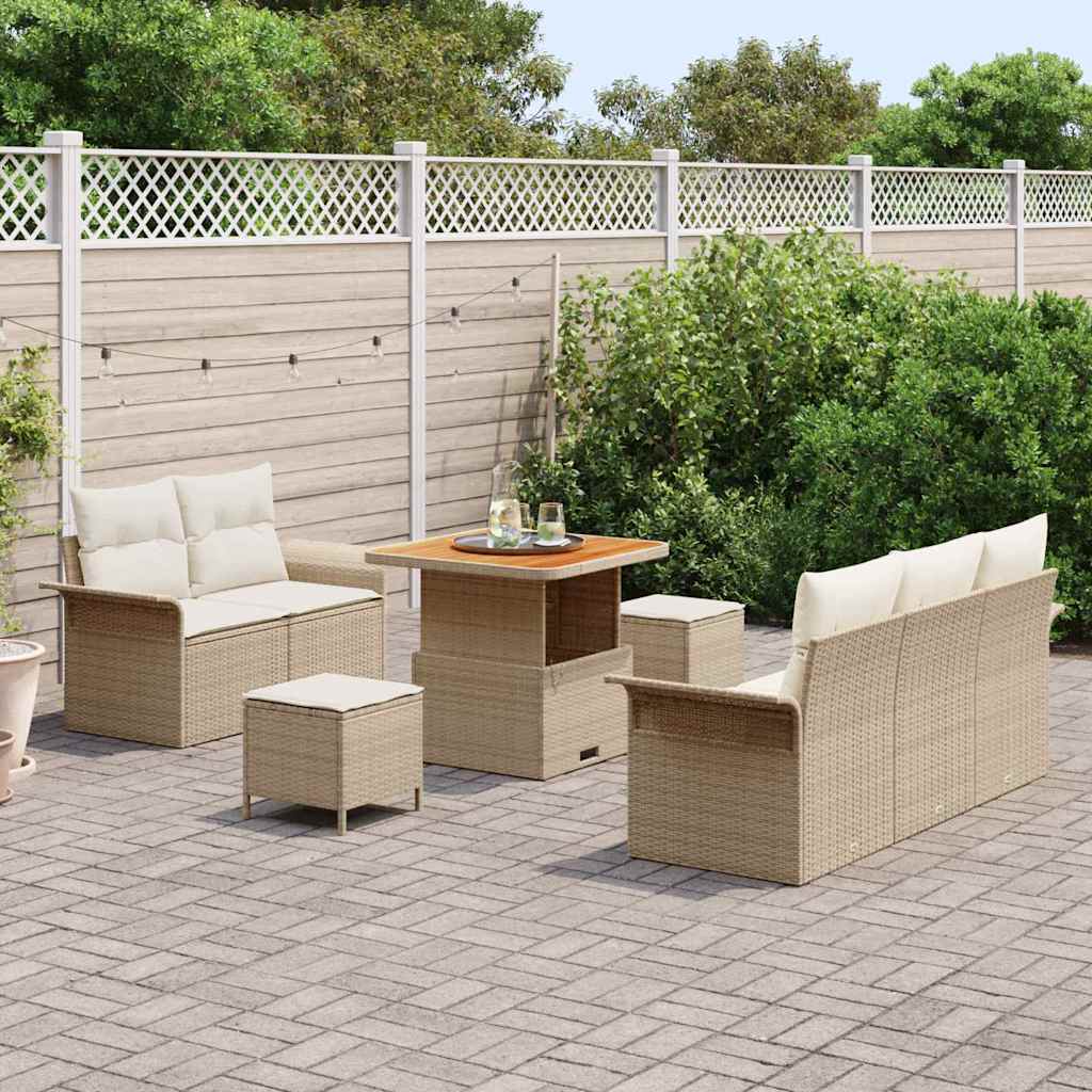 Tuin Sofa Set 8 st 7-Aantal zitplaatsen Beige en Crème