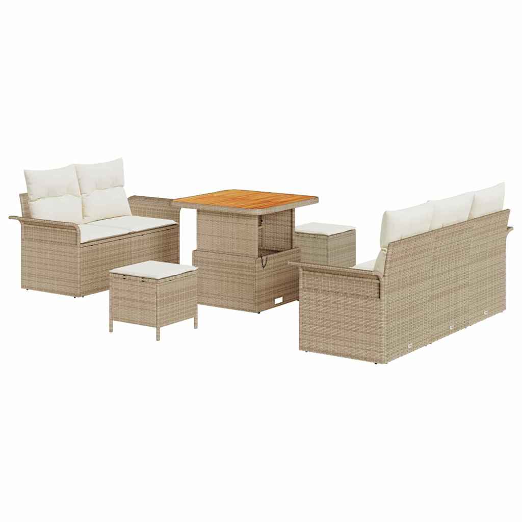 Tuin Sofa Set 8 st 7-Aantal zitplaatsen Beige en Crème