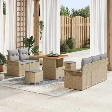 Tuin Sofa Set 8 st 7-Aantal zitplaatsen Beige en Licht Grijs