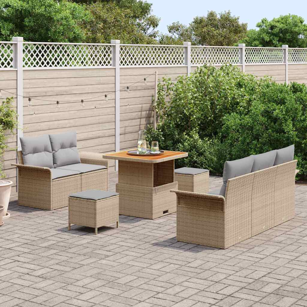 Tuin Sofa Set 8 st 7-Aantal zitplaatsen Beige en Licht Grijs