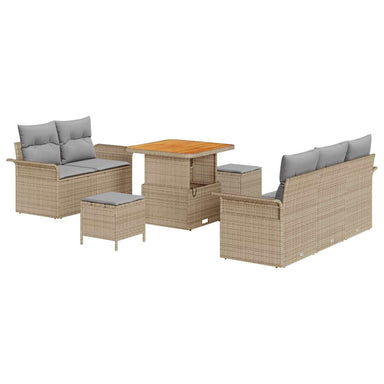 Tuin Sofa Set 8 st 7-Aantal zitplaatsen Beige en Licht Grijs