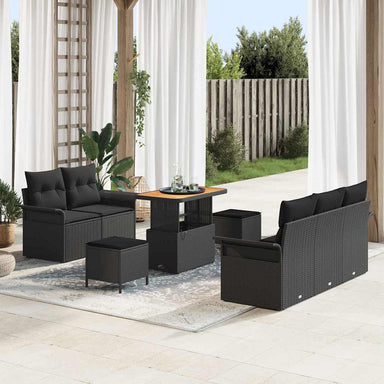 Tuin Sofa Set 8 st 7-Aantal zitplaatsen Zwart