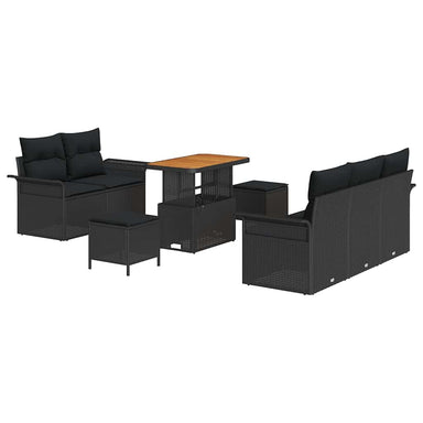 Tuin Sofa Set 8 st 7-Aantal zitplaatsen Zwart