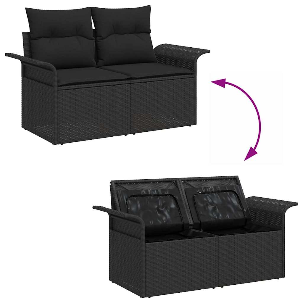 Tuin Sofa Set 8 st 7-Aantal zitplaatsen Zwart