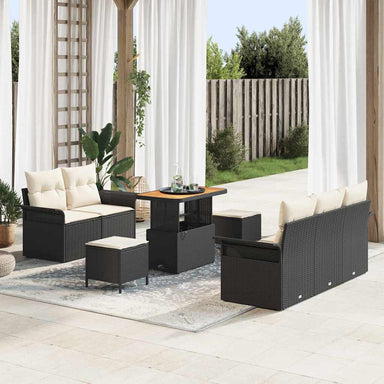 Tuin Sofa Set 8 st 7-Aantal zitplaatsen Zwart en Crème