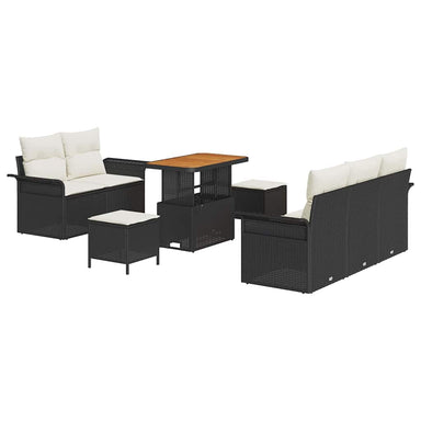 Tuin Sofa Set 8 st 7-Aantal zitplaatsen Zwart en Crème
