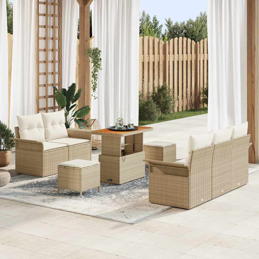 Tuin Sofa Set 8 st 7-Aantal zitplaatsen Beige en Crème
