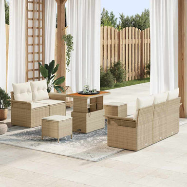 Tuin Sofa Set 8 st 7-Aantal zitplaatsen Beige en Crème