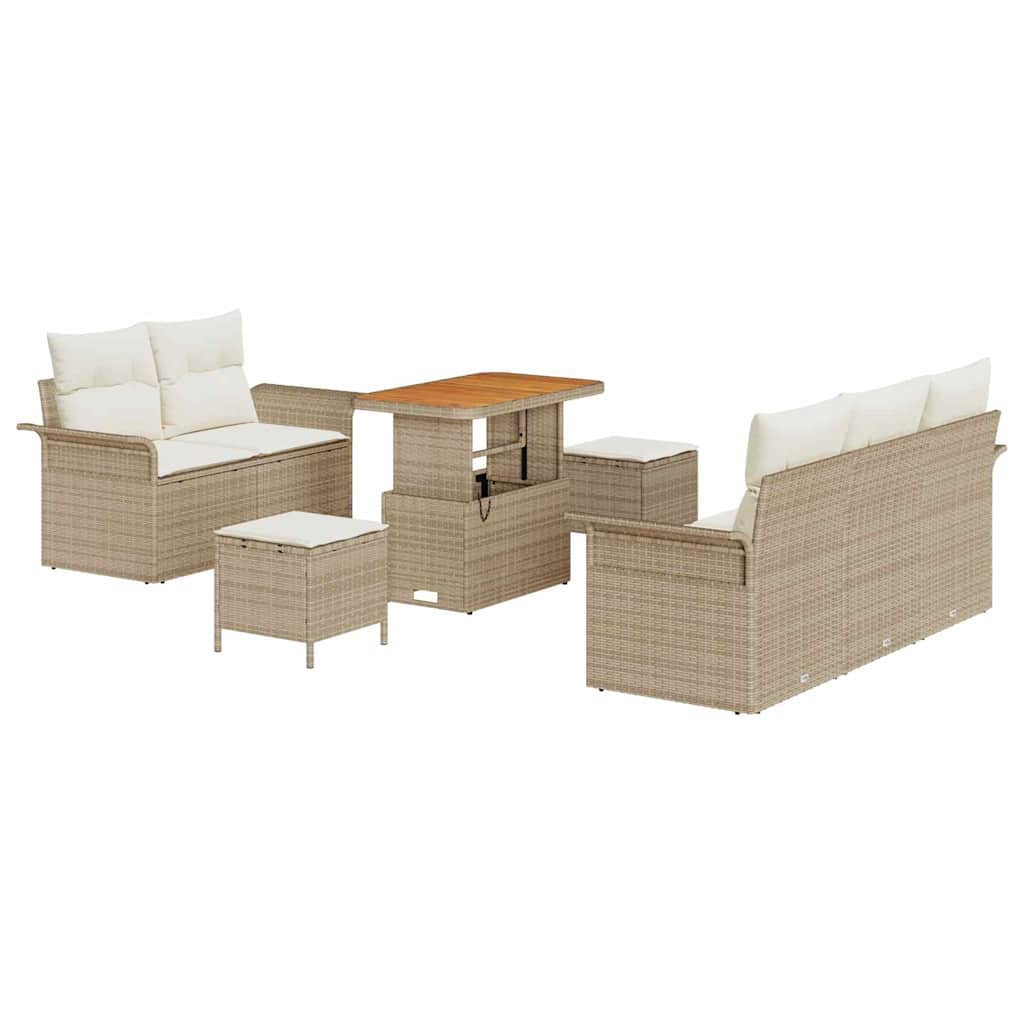 Tuin Sofa Set 8 st 7-Aantal zitplaatsen Beige en Crème