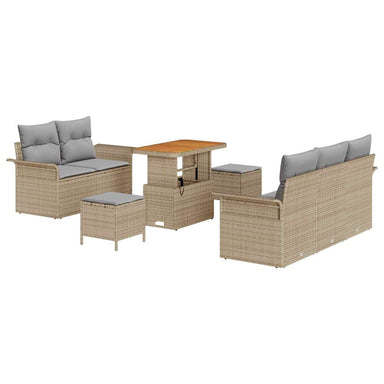 Tuin Sofa Set 8 st 7-Aantal zitplaatsen Beige en Licht Grijs