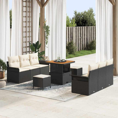 Tuin Sofa Set 9 st 8-Aantal zitplaatsen Zwart en Crème