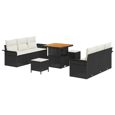 Tuin Sofa Set 9 st 8-Aantal zitplaatsen Zwart en Crème