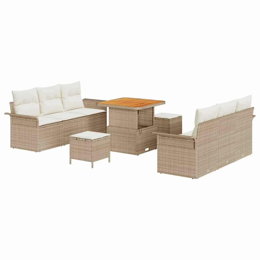 Tuin Sofa Set 9 st 8-Aantal zitplaatsen Beige en Crème