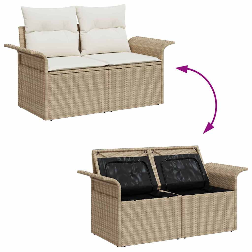 Tuin Sofa Set 9 st 8-Aantal zitplaatsen Beige en Crème