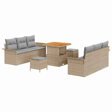 Tuin Sofa Set 9 st 8-Aantal zitplaatsen Beige en Licht Grijs