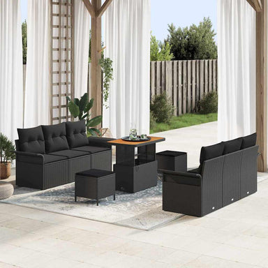Tuin Sofa Set 9 st 8-Aantal zitplaatsen Zwart