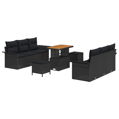 Tuin Sofa Set 9 st 8-Aantal zitplaatsen Zwart