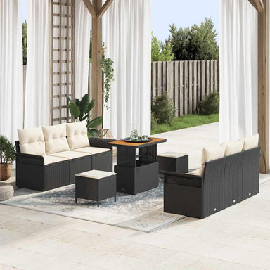 Tuin Sofa Set 9 st 8-Aantal zitplaatsen Zwart en Crème