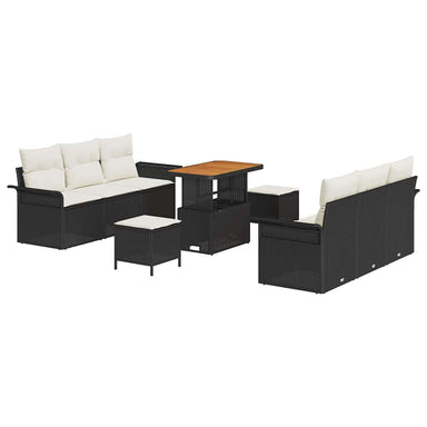 Tuin Sofa Set 9 st 8-Aantal zitplaatsen Zwart en Crème
