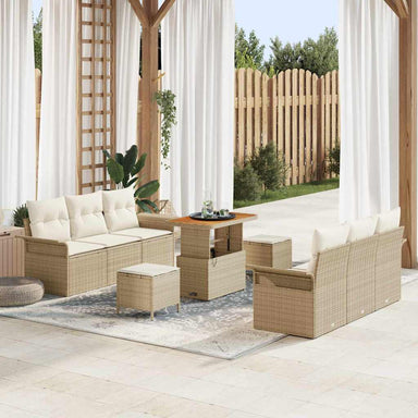 Tuin Sofa Set met kussen met opslag 9 pcs Beige en Crème