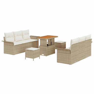 Tuin Sofa Set met kussen met opslag 9 pcs Beige en Crème