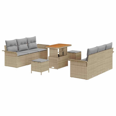 Tuin Sofa Set 9 st 8-Aantal zitplaatsen Beige en Licht Grijs