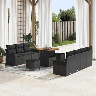 Tuin Sofa Set 10 st 9-Aantal zitplaatsen Zwart