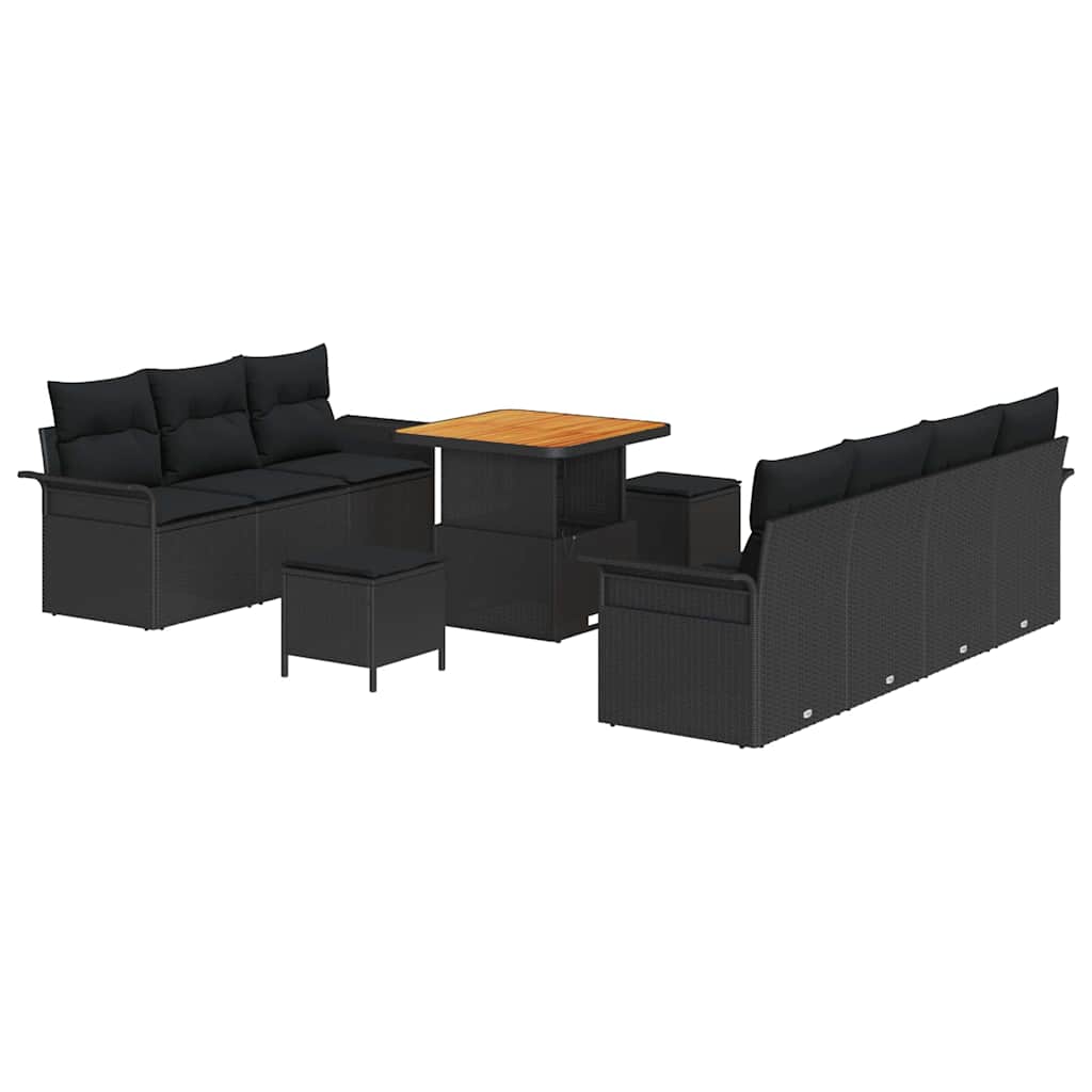 Tuin Sofa Set 10 st 9-Aantal zitplaatsen Zwart