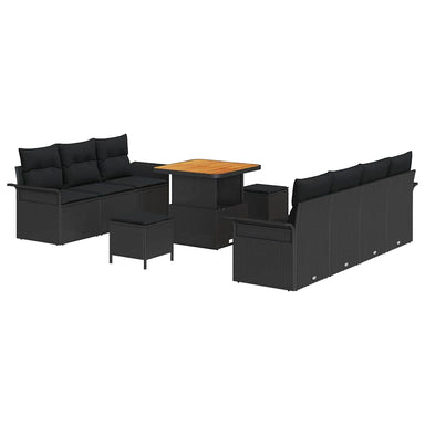 Tuin Sofa Set 10 st 9-Aantal zitplaatsen Zwart
