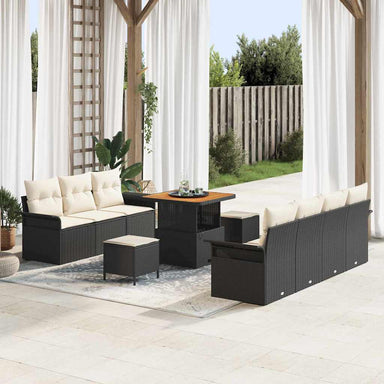 Tuin Sofa Set 10 st 9-Aantal zitplaatsen Zwart en Crème