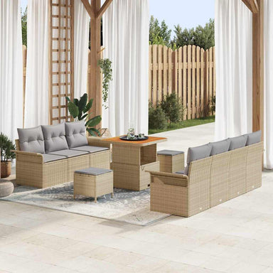 Tuin Sofa Set 10 st 9-Aantal zitplaatsen Beige en Licht Grijs