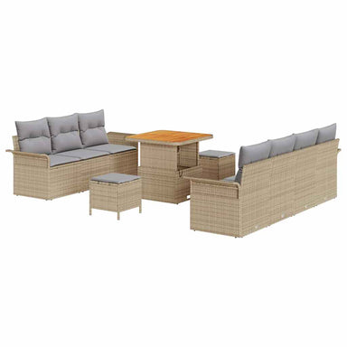 Tuin Sofa Set 10 st 9-Aantal zitplaatsen Beige en Licht Grijs