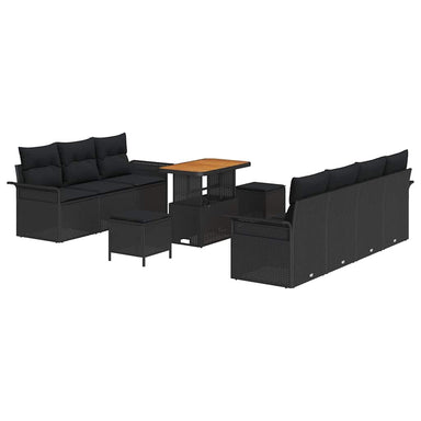 Tuin Sofa Set 10 st 9-Aantal zitplaatsen Zwart