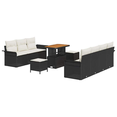 Tuin Sofa Set 10 st 9-Aantal zitplaatsen Zwart en Crème