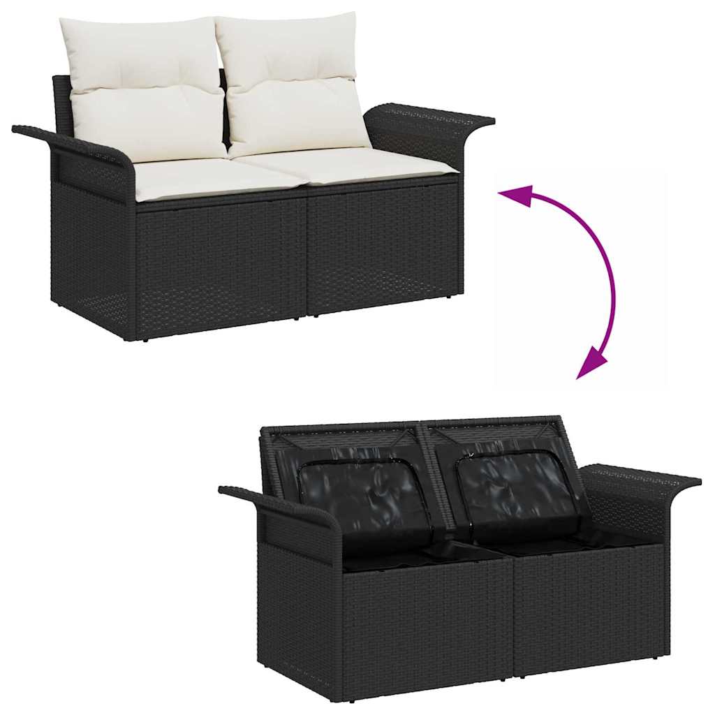 Tuin Sofa Set 10 st 9-Aantal zitplaatsen Zwart en Crème
