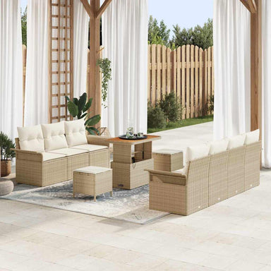 Tuin Sofa Set 10 st 9-Aantal zitplaatsen Beige en Crème