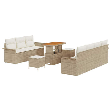 Tuin Sofa Set 10 st 9-Aantal zitplaatsen Beige en Crème