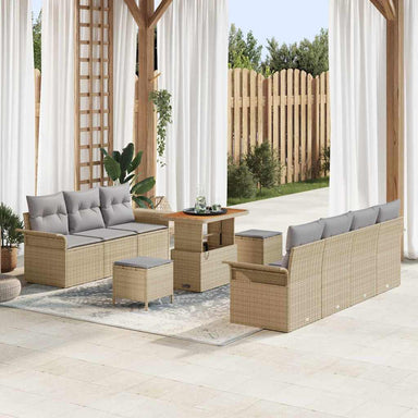 Tuin Sofa Set 10 st 9-Aantal zitplaatsen Beige en Licht Grijs