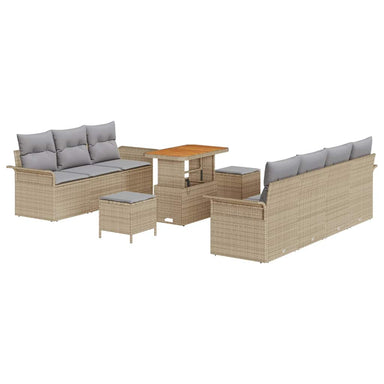 Tuin Sofa Set 10 st 9-Aantal zitplaatsen Beige en Licht Grijs