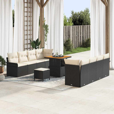 Tuin Sofa Set met kussen Zwart en Crème 80 x 80 x 71 cm