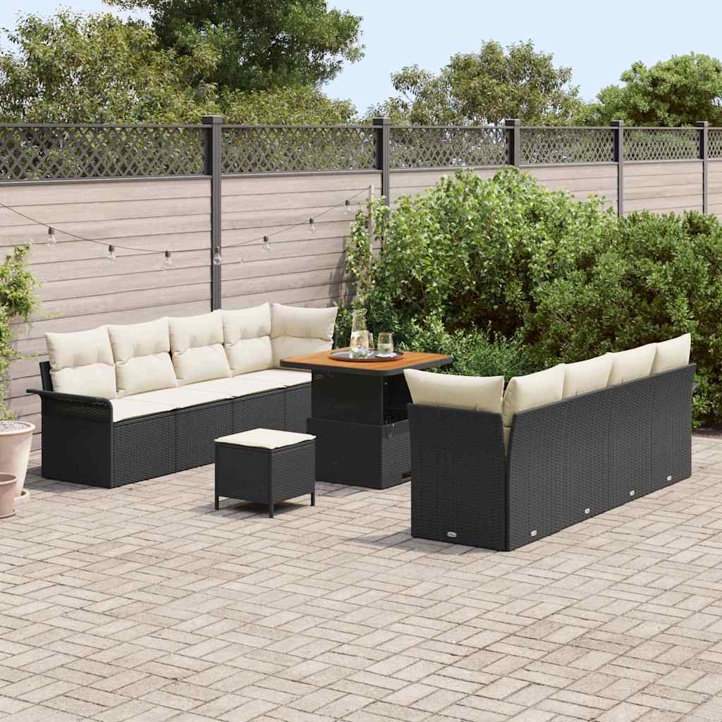 Tuin Sofa Set met kussen Zwart en Crème 80 x 80 x 71 cm